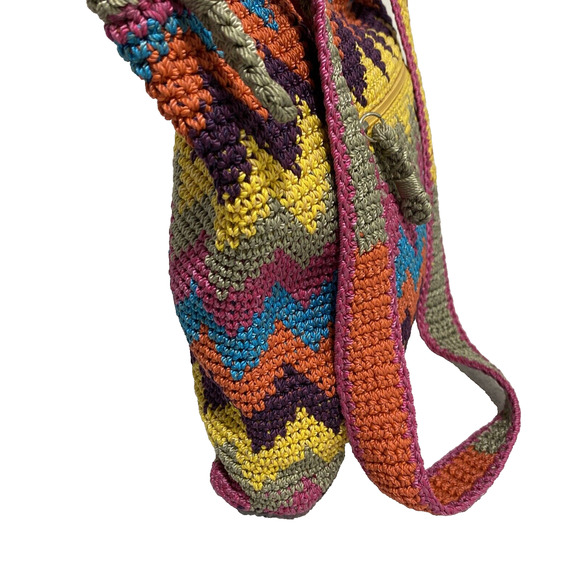 Vintage The Sak Shoulderbag Purse Crossbody Crochet Multicolor Single Strap - Picture 8 of 14
